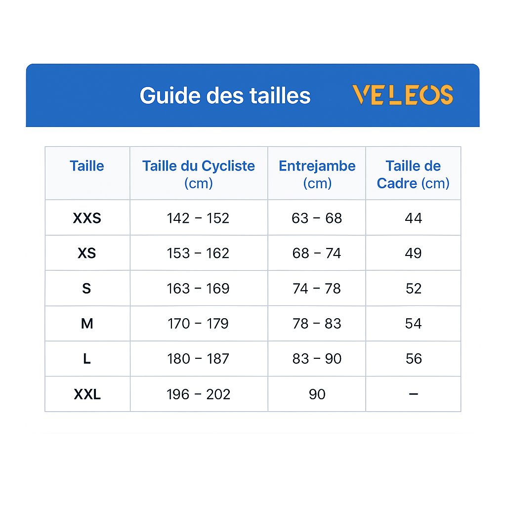 Guide des tailles vélo Véléos